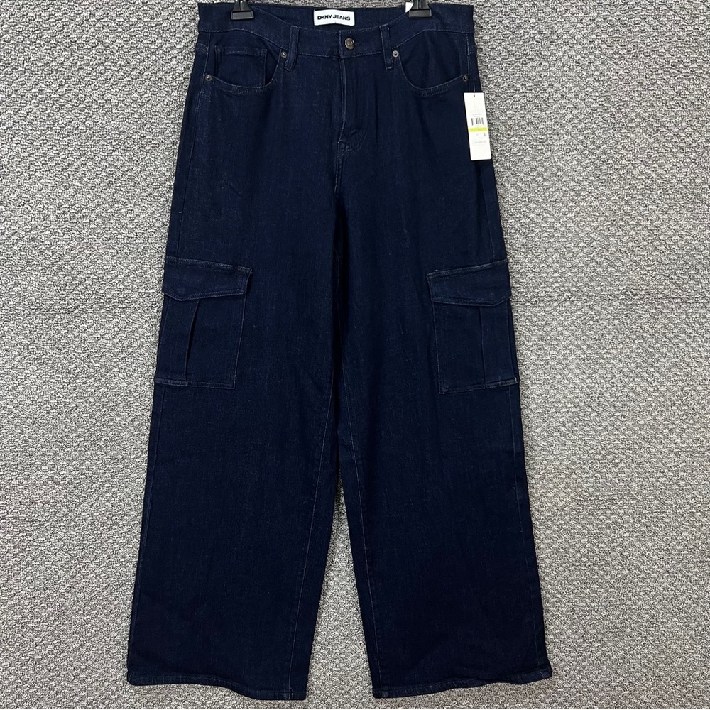 Dkny Blue Flare Wide Leg Jeans High-Rise